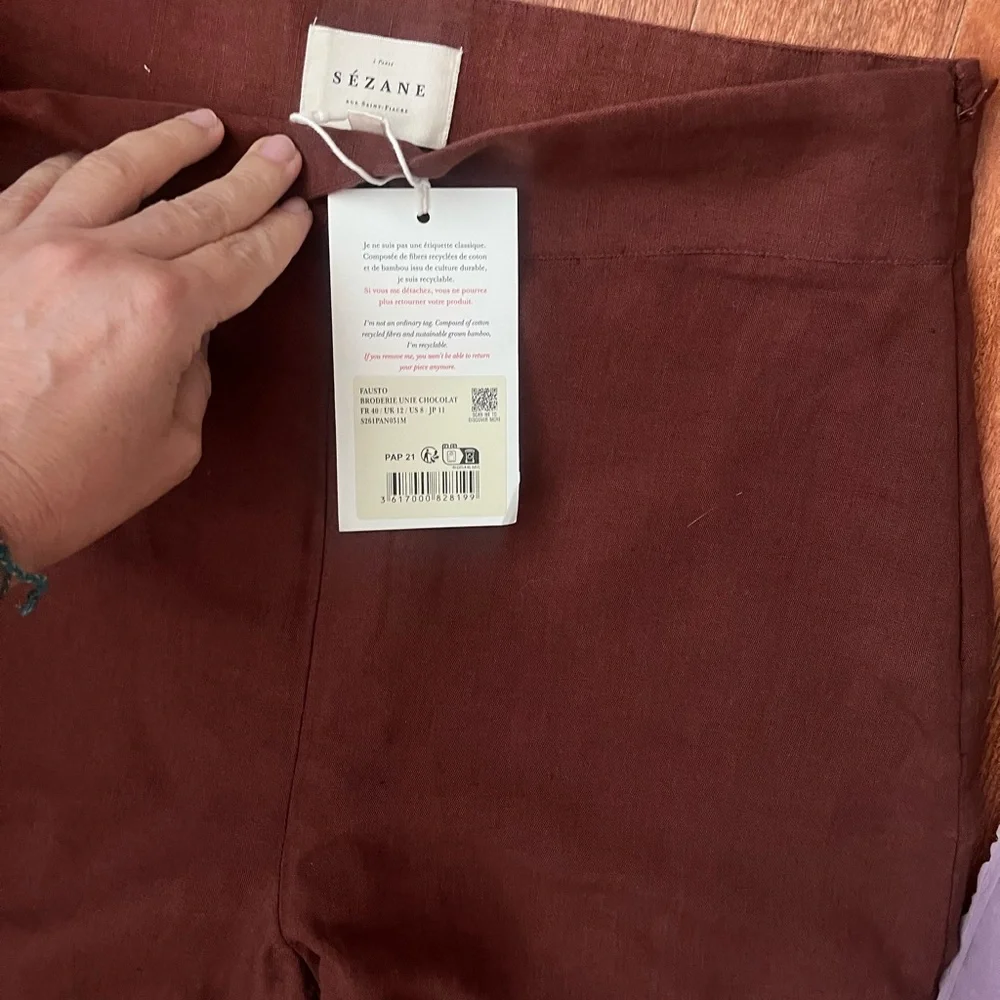 Sezane chocolate Fausto linen pants